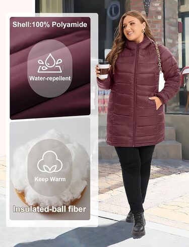 ANOTHER CHOICE Plus Size Packable Puffer Jacket for Women, Lightweight Quilted Puffer Coat with Hood in Saudi Arabia
