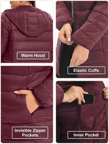 ANOTHER CHOICE Plus Size Packable Puffer Jacket for Women, Lightweight Quilted Puffer Coat with Hood in Saudi Arabia