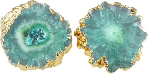 SUNYIK Natural Agate Quartz Geode Druzy Stud Earring & 7 Chakra Beads Bracelet Jewelry Set in Saudi Arabia