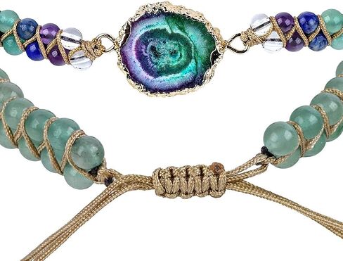 SUNYIK Natural Agate Quartz Geode Druzy Stud Earring & 7 Chakra Beads Bracelet Jewelry Set in Saudi Arabia
