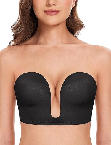 Wingslove Women's Deep V Plunge Strapless Bra Multiway Push Up Low-Cut Bras Wireless Red Carpet Clear Back in Kuwait