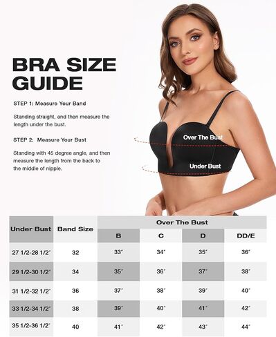 Wingslove Women's Deep V Plunge Strapless Bra Multiway Push Up Low-Cut Bras Wireless Red Carpet Clear Back in Kuwait