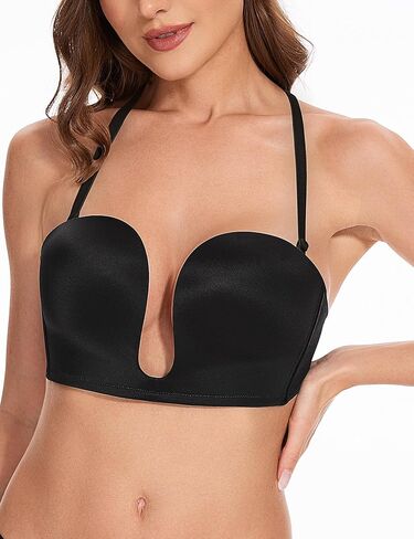 Wingslove Women's Deep V Plunge Strapless Bra Multiway Push Up Low-Cut Bras Wireless Red Carpet Clear Back in Kuwait