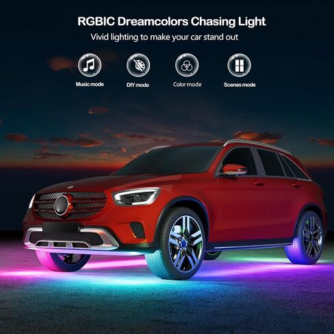 مجموعة Underglow للسيارة، مصابيح LED للسيارة مع تطبيق وجهاز تحكم عن بعد، 16 مليون لون RGB، 43 وضعًا مسبقًا، وضع الموسيقى ووضع DIY، مصابيح LED خارجية للسيارة وسيارات الدفع الرباعي والشاحنات وDV 12 فولت in Saudi Arabia