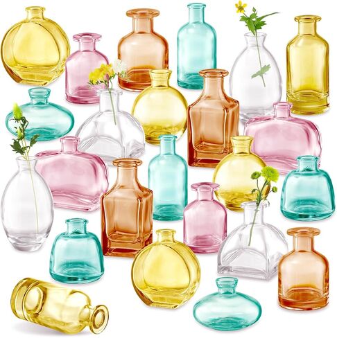 Bud Vases Set of 24, Glass Bud Vases in Bulk, Clear Bud Vases for Centerpieces, Small Glass Vases Flowers Vintage Vases for Rustic Wedding Home Decor Floral Arrangements Mini Glass Bud Vase in Saudi Arabia