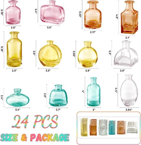 Bud Vases Set of 24, Glass Bud Vases in Bulk, Clear Bud Vases for Centerpieces, Small Glass Vases Flowers Vintage Vases for Rustic Wedding Home Decor Floral Arrangements Mini Glass Bud Vase in Saudi Arabia