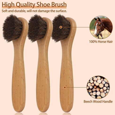 2 Pcs Shoe Brush, Boot Brush, Horsehair Brush Shoe Kit Shoe Cleaning Brush Polish Brush Shoe Cleaner Brush Leather Cleaning Brush Shoe Shine Brush Horsehair Shoe Brush Dauber Applicators for Leather in Saudi Arabia