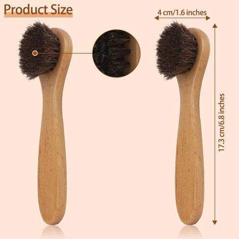 2 Pcs Shoe Brush, Boot Brush, Horsehair Brush Shoe Kit Shoe Cleaning Brush Polish Brush Shoe Cleaner Brush Leather Cleaning Brush Shoe Shine Brush Horsehair Shoe Brush Dauber Applicators for Leather in Saudi Arabia
