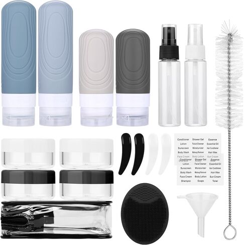 Travel Bottles for Toiletries, 20 Pack Airplane Travel Essentials, Leak-Proof Refillable Liquid Shampoo Bottles, Perfect Travel Accessories for Women-warm color in Saudi Arabia