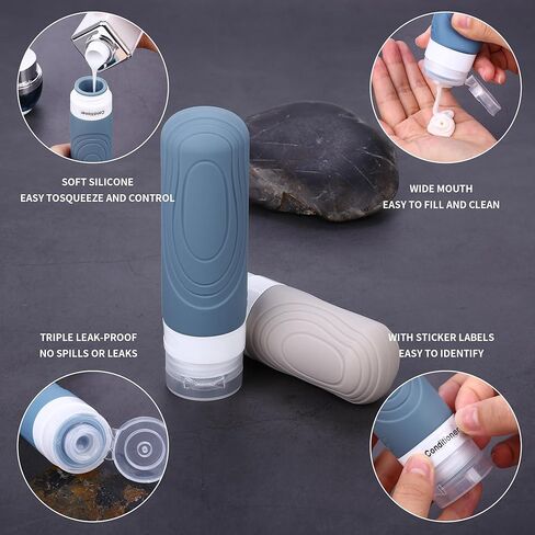 Travel Bottles for Toiletries, 20 Pack Airplane Travel Essentials, Leak-Proof Refillable Liquid Shampoo Bottles, Perfect Travel Accessories for Women-warm color in Saudi Arabia