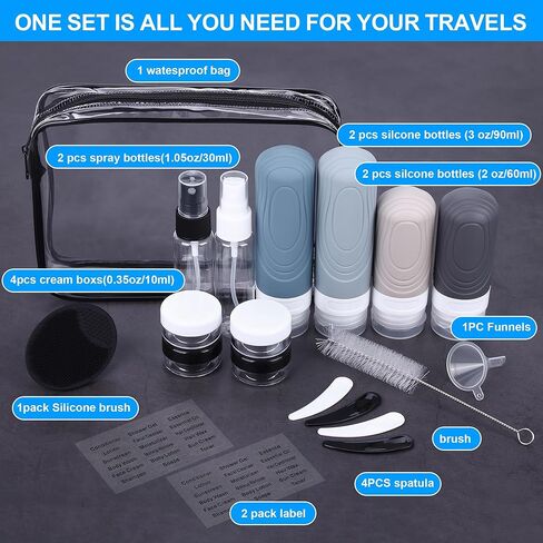 Travel Bottles for Toiletries, 20 Pack Airplane Travel Essentials, Leak-Proof Refillable Liquid Shampoo Bottles, Perfect Travel Accessories for Women-warm color in Saudi Arabia