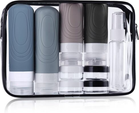 Travel Bottles for Toiletries, 20 Pack Airplane Travel Essentials, Leak-Proof Refillable Liquid Shampoo Bottles, Perfect Travel Accessories for Women-warm color in Saudi Arabia