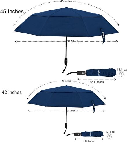 TradMall Travel Umbrella, 42/45 Inches Windproof Automatic Strong Compact Folding Umbrellas for Rain Double Vented Canopy for Women and Men in Saudi Arabia