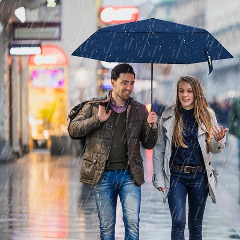 TradMall Travel Umbrella, 42/45 Inches Windproof Automatic Strong Compact Folding Umbrellas for Rain Double Vented Canopy for Women and Men in Saudi Arabia