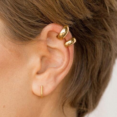 Gold Ear Cuffs for Women Chunky Ear Cuff Non Piercing Clip On Earrings Trendy Teardrop Ear Cartilage Upper Non Piercing Helix Wrap Adjustable Ear Cuffs in Saudi Arabia