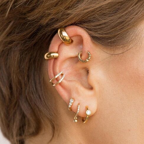 Gold Ear Cuffs for Women Chunky Ear Cuff Non Piercing Clip On Earrings Trendy Teardrop Ear Cartilage Upper Non Piercing Helix Wrap Adjustable Ear Cuffs in Saudi Arabia
