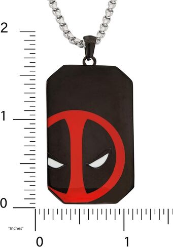 Marvel Comics Dead Pool Jewelry, Stainless Steel Dog Tag Pendant Necklace, 22" Box Chain in Saudi Arabia