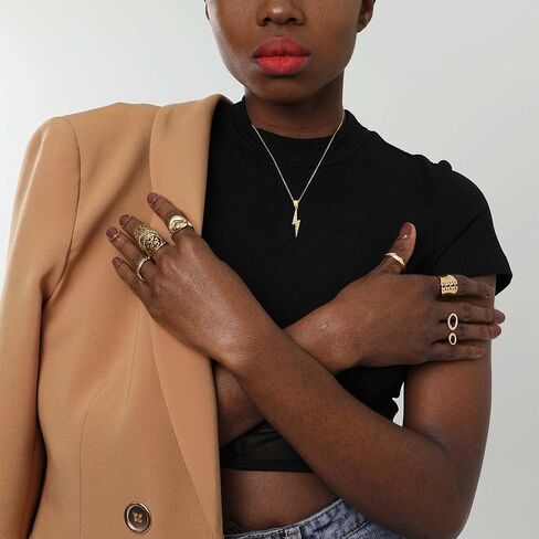 قلادة بقلادة على شكل صاعقة من الذهب الصلب عيار 10 أو 14 قيراط، هدية مجوهرات ساحرة له أو لها (ذهب خالص عيار 10 قيراط، بدون سلسلة) in Kuwait