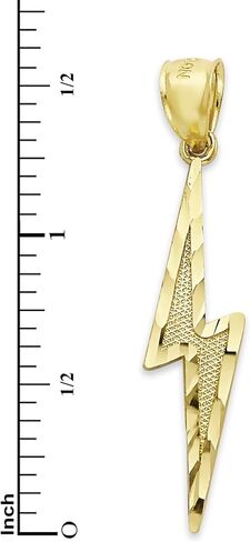 قلادة بقلادة على شكل صاعقة من الذهب الصلب عيار 10 أو 14 قيراط، هدية مجوهرات ساحرة له أو لها (ذهب خالص عيار 10 قيراط، بدون سلسلة) in Kuwait