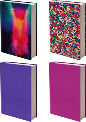 Easy Apply Stretchable Book Cover 4 Pack. 3 Design and 1 Solid Standard Jackets Fit Hardcover Textbooks Up to 8" x 10". Adhesive-Free, Nylon Fabric Protectors. Washable, Reusable Student School Supply in Saudi Arabia
