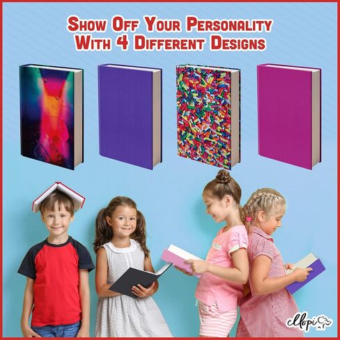 Easy Apply Stretchable Book Cover 4 Pack. 3 Design and 1 Solid Standard Jackets Fit Hardcover Textbooks Up to 8" x 10". Adhesive-Free, Nylon Fabric Protectors. Washable, Reusable Student School Supply in Saudi Arabia