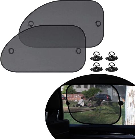 2 حزمة من مظلة الشمس لنافذة السيارة الجانبية مع فتحة، 25.59 بوصة × 14.96 بوصة، شبكة عالمية قابلة للتنفس لحجب الأشعة فوق البنفسجية، ملحقات لوحة التعتيم العازلة للحرارة لشاحنة سيارات الدفع الرباعي (أسود) in Kuwait