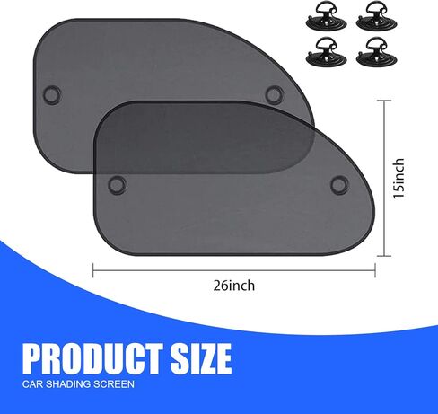 2 حزمة من مظلة الشمس لنافذة السيارة الجانبية مع فتحة، 25.59 بوصة × 14.96 بوصة، شبكة عالمية قابلة للتنفس لحجب الأشعة فوق البنفسجية، ملحقات لوحة التعتيم العازلة للحرارة لشاحنة سيارات الدفع الرباعي (أسود) in Kuwait