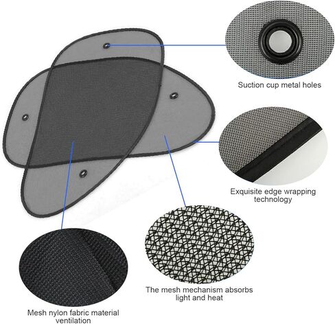2 حزمة من مظلة الشمس لنافذة السيارة الجانبية مع فتحة، 25.59 بوصة × 14.96 بوصة، شبكة عالمية قابلة للتنفس لحجب الأشعة فوق البنفسجية، ملحقات لوحة التعتيم العازلة للحرارة لشاحنة سيارات الدفع الرباعي (أسود) in Kuwait