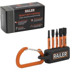 Screwdriver Bit Set - Railer 10PC S2 Steel 2" Phillips & Slotted Flat Head Impact Driver Bit Set With A Tool Storage Bit Holder & Carabiner