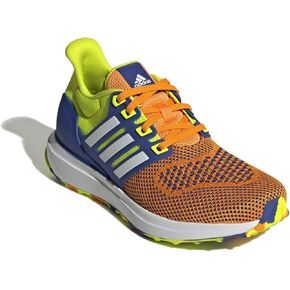 adidas UBounce DNA Sneaker, Crew Orange/White/Solar Slime, 4 US Unisex Big Kid