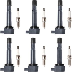ENA Set of 6 Ignition Coil Pack 6 Iridium Spark Plug Compatible with Acura Honda 2009-2015 Pilot, 2009-2014 Ridgeline, 2013-2015 RDX 3.5L, 2010 2011 2012 2013 ZDX 3.7L Replace# UF624 93175