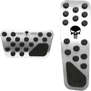 Miytsya 2 PCS Customized Skull Anti-Slip Aluminum Brake Gas Pedal Pads, Auto No Drilling Accelerator Pedal Covers Suitable for Dodge 2009-2022 Challenger Charger Chrysler 300C (Red)