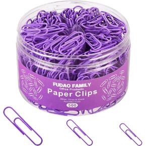FUDAO FAMILY Purple 500pcs Paper Clips Assorted Sizes, Small, Medium and Large（1.1inch, 1.3inch and 2inch) Paper Clips, Vinyl Coated Paperclips for Office, School, Home Supplies