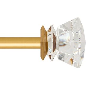 3/4" Adjustable Curtain Rod 30 to 84 Inch,Acrylic Square Finials Curtain Rod，Heavy Duty Curtain Rods Set，Gold