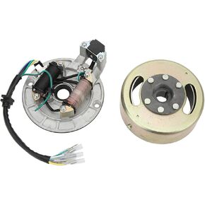 Aramox Magneto Stator Flywheel Rotor Kit, Magneto Stator Plate, Copper+Aluminum, Fit for 90cc 110cc 125cc 140cc Kick Start Engine Pit PRO Pit Bike Trail Dirt Bike Quad ATV Kart