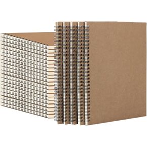 22 Packs A5 Spiral Notebook Hardcover Kraft Notebooks College Ruled Notebook 50 Pages, 8.3 x 5.5 Inches Wide Ruled Pages Suitable for Students Office Business（Brown）