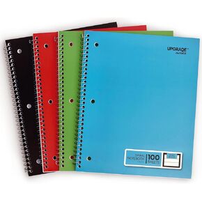 Spiral Notebooks, 1 Subject, College-Ruled Paper, Thick Paper Resists Ink Bleed, 100 Sheets U.S. Standard Size 11" x 8.5". Pinwheel Colors: Blue, Red, Green, and Yellow; 4-pack