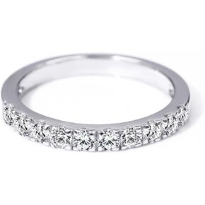 Moissanite Engagement Rings Women's Half Eternity Wedding Rings S925 Sterling Silver Ring 2mm D Color VVS1 Clarity Moissanite Stackable Rings Anniversary for Her