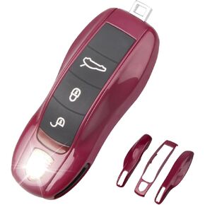 QBUC for Porsche Key Fob Cover,3-Piece Painted Key Shell Compatible with Porsche Cayenne Panamera Macan 911 Boxter Cayman (White)