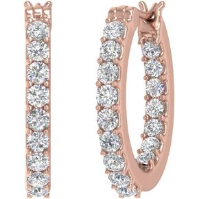 1 Carat Prong Set Diamond Inside-out Hoop Earrings in 10K Gold or 950 Platinum