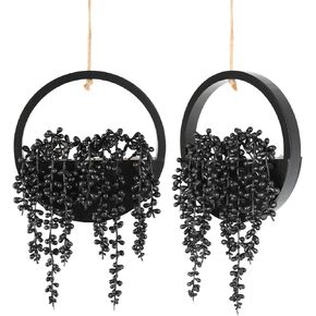 Floweroyal Artificial Succulents Hanging Plants 20.1'' Fake String of Pearls in Pot with 9.4'' Lanyard for Indoor Outdoor Wall Decor (Large).