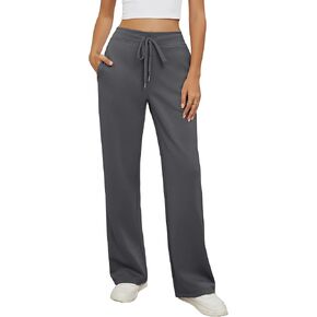 بنطلون رياضي واسع الساق من GRAPENT سروال نسائي فضفاض عالي الخصر سحب على الصالة العصرية برباط رياضي بنطلون رياضي in Kuwait