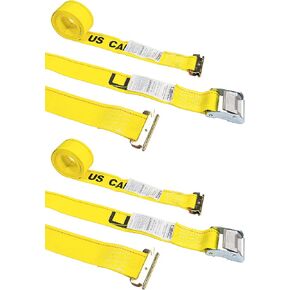 أشرطة مشبك كاميرا E-Track E-Track من الولايات المتحدة (10 عبوات)، 2 بوصة × 12 قدم، أشرطة E-Track صفراء شديدة التحمل مع نهاية ثابتة 4 أقدام وتركيبات زنبركية، 833 رطلاً. حد حمل العمل، الأشرطة اللوجستية