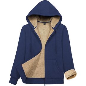 SMENG Sherpa Lined Jacket Women Zip Up Warm Winter Coats Fleece Comfy Hoodie with Pockets