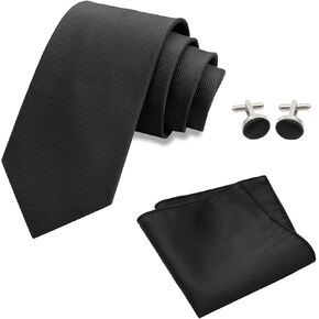 Black Ties for Men Solid Color Tie Formal Necktie for Business Wedding