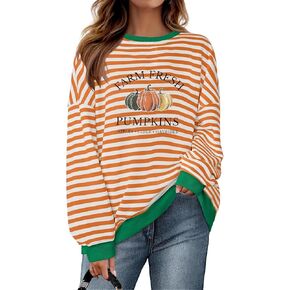 VILOVE Farm Fresh Pumpkin سويت شيرت نسائي للخريف، سويت شيرت برسومات اليقطين، هوديي Happy Fall Yall، بأكمام طويلة
