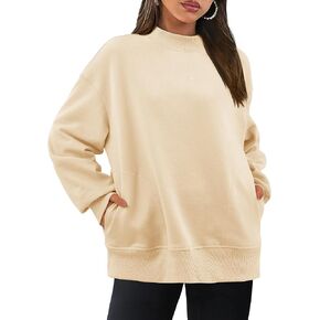 BTFBM Casual Womens Sweatshirt Solid Color Crew Neck Long Sleeve Loose Pullover Tops Fall Y2K Clothes