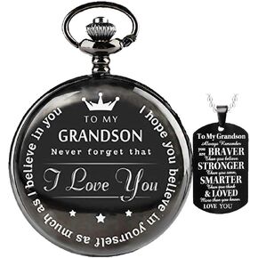to My-Grandson-Pocket-Watch-Gifts from Grandpa Grandma Christmas Gifts for Him Birthday for Grandson, Graduation Gifts for Men