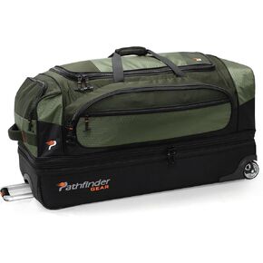 Pathfinder Gear 36 Inch Rolling Drop Bottom Duffel, Black, One Size