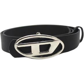 PU Leather Decorative Belt for Women Y2K Retro D Letter Oval Punk Rock Metal Snap Buckle Fashion Jean Waistband